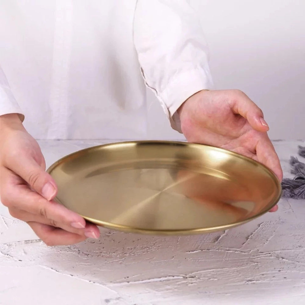Glänzende Goldene Edelstahl Servierplatten