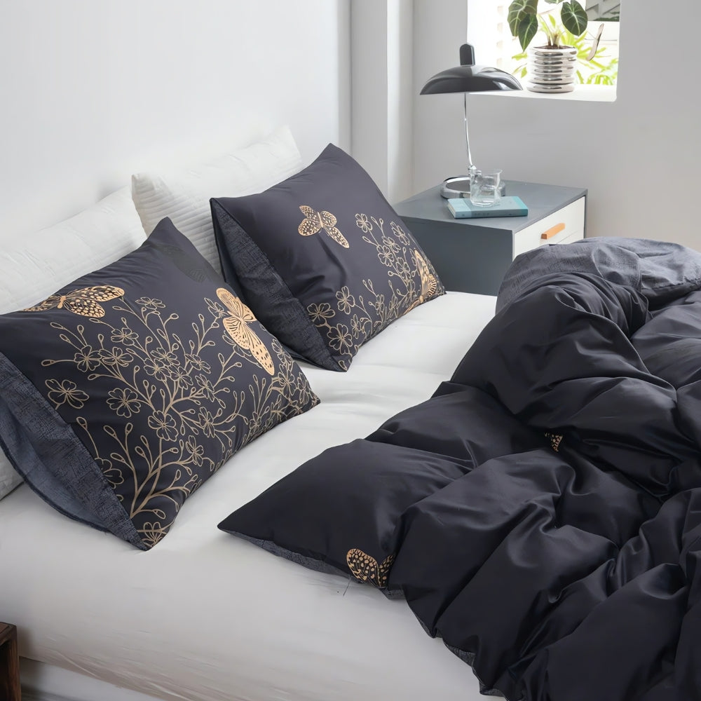Valora Midnight Butterfly Bettbezug | 3-teiliges Set