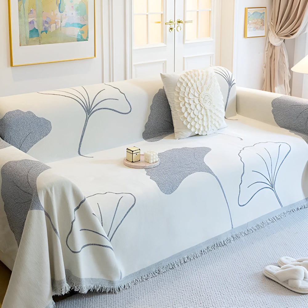Pastoral Stil Ginkgo Blatt Sofaüberwurf