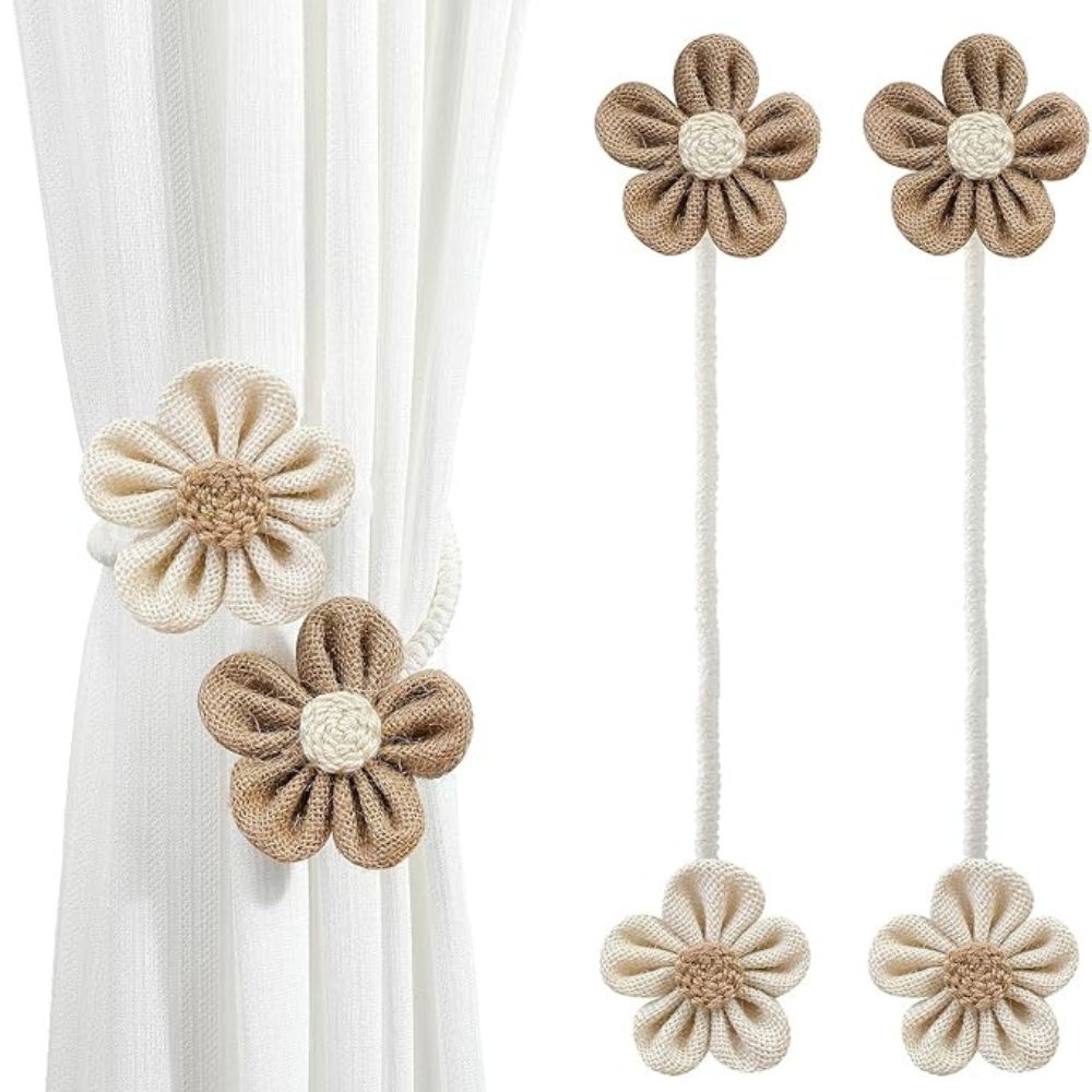 Blumiger Hanf Vorhang Halter | 2er Set