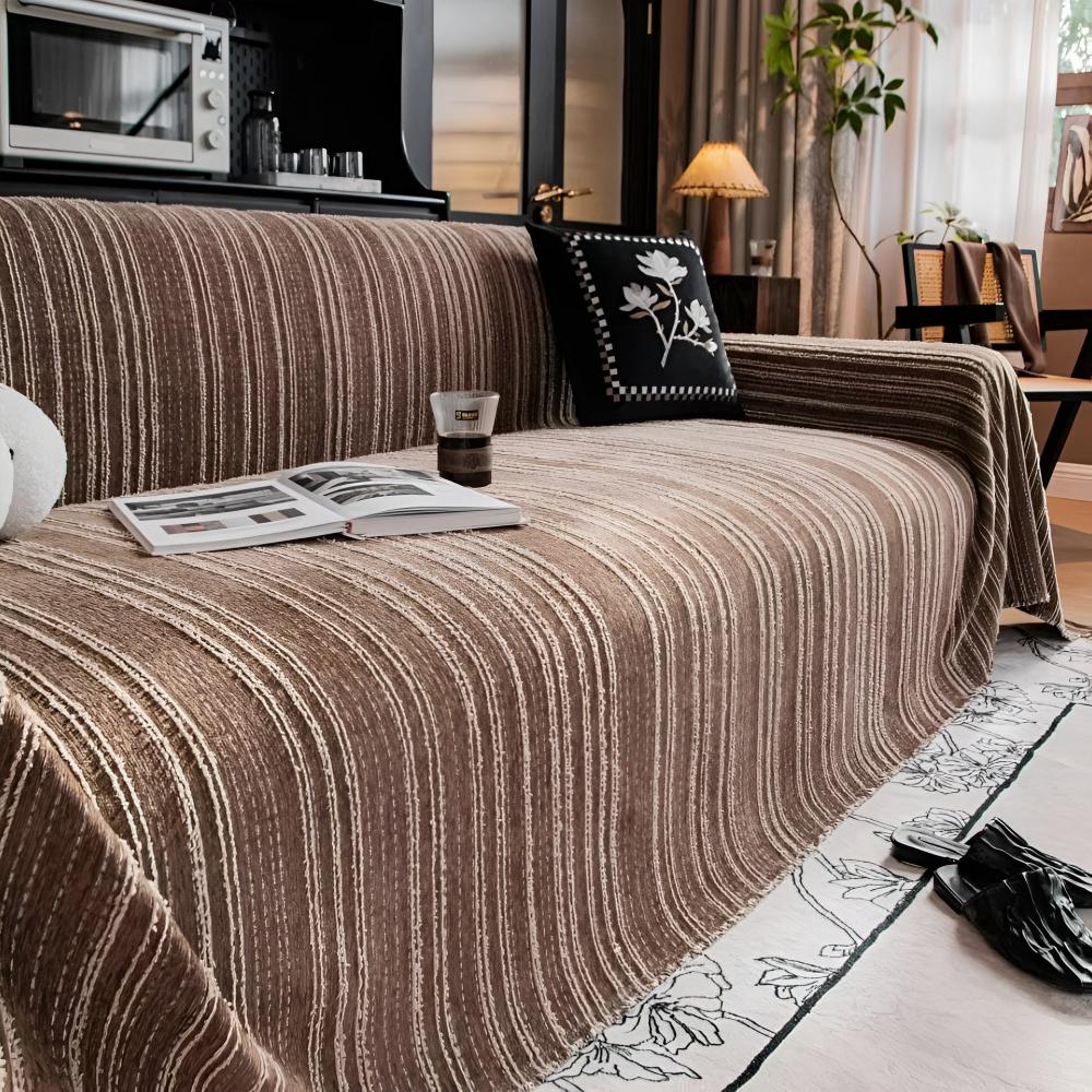 Regal Streifen Chenille Sofaüberwurf