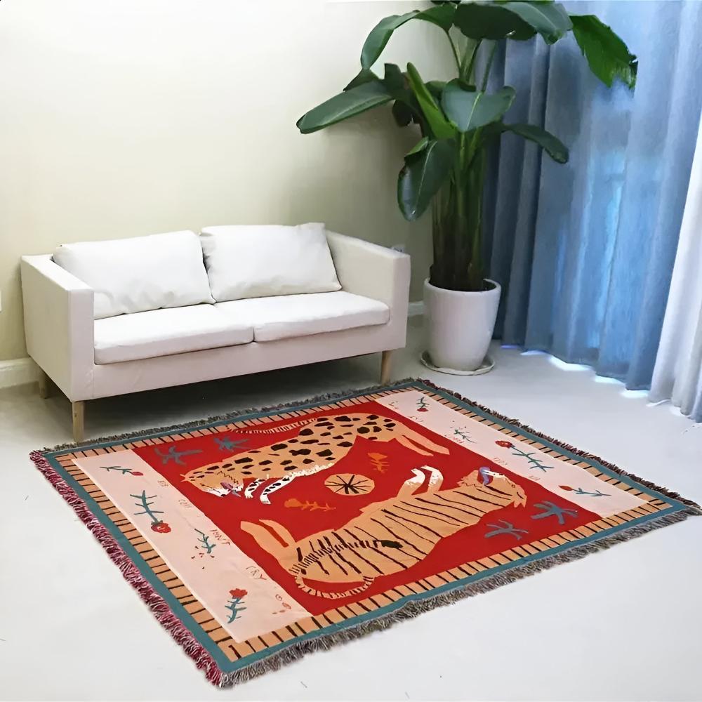 Leoparden-gewebte Quasten-Decke