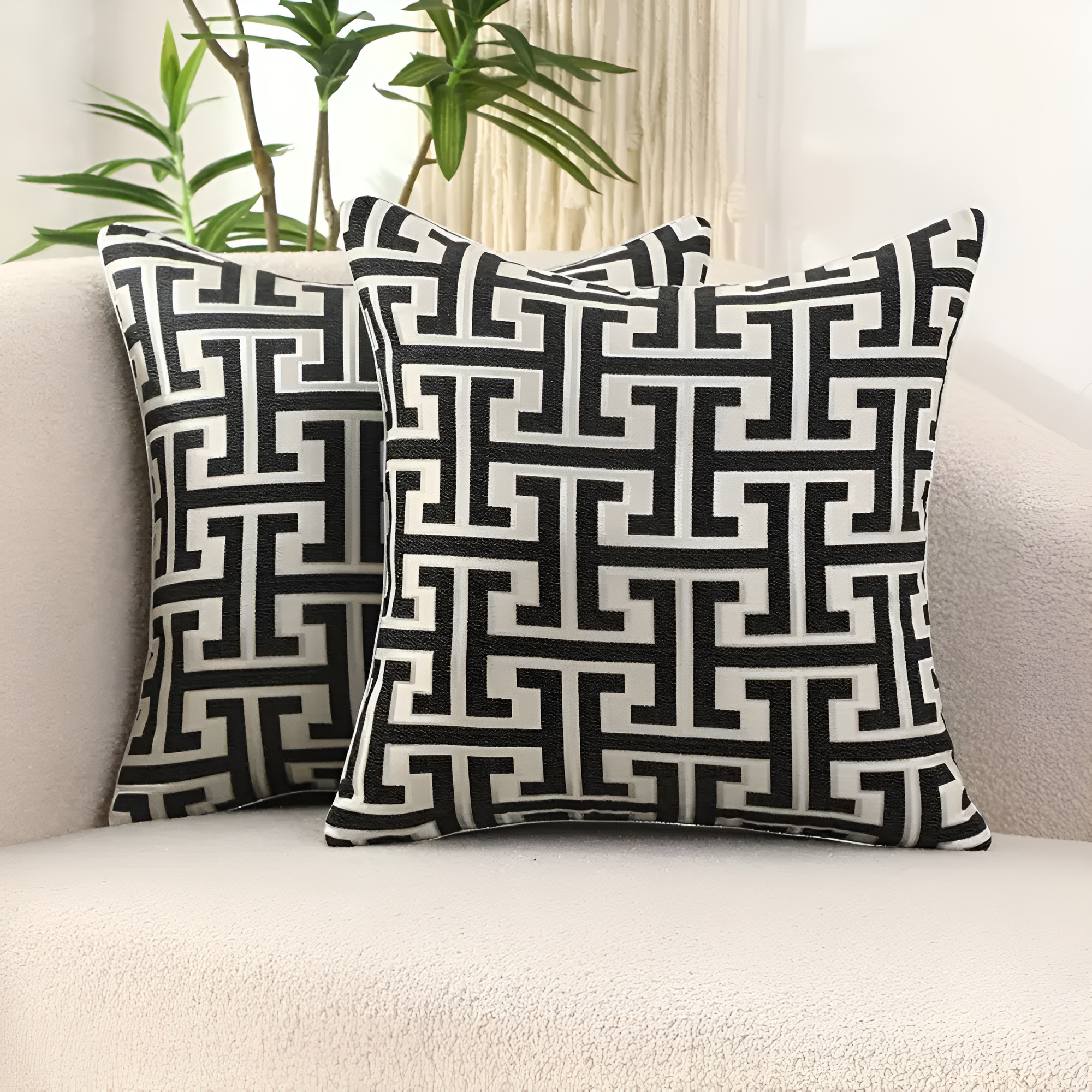 Geometrisches Jacquard Luxus Kissenbezug