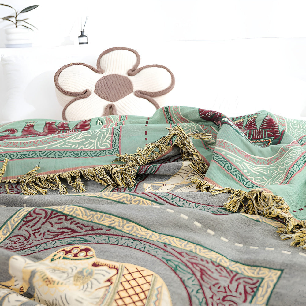 Bohemian Elefantendruck Quasten-Decke