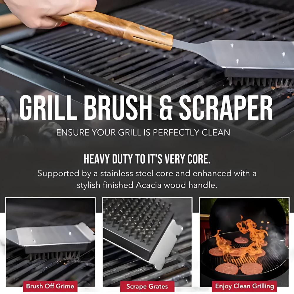 Edelstahl Grillbürste und Schaber