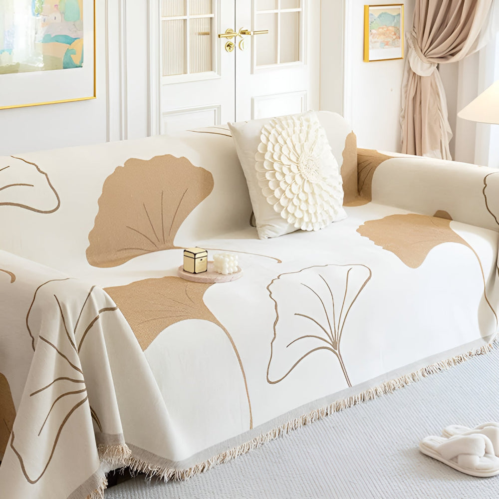 Pastoral Stil Ginkgo Blatt Sofaüberwurf