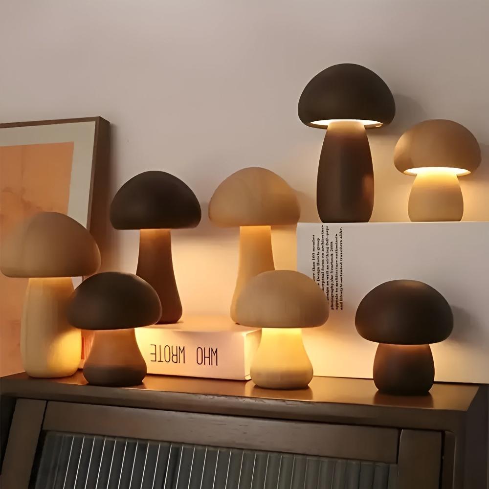 Holz-Pilzlampe