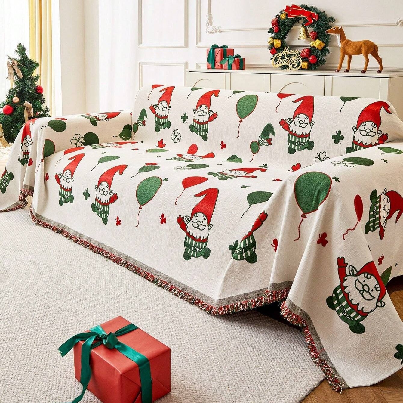 Fröhliche Gnom Weihnachtssofaüberwurf