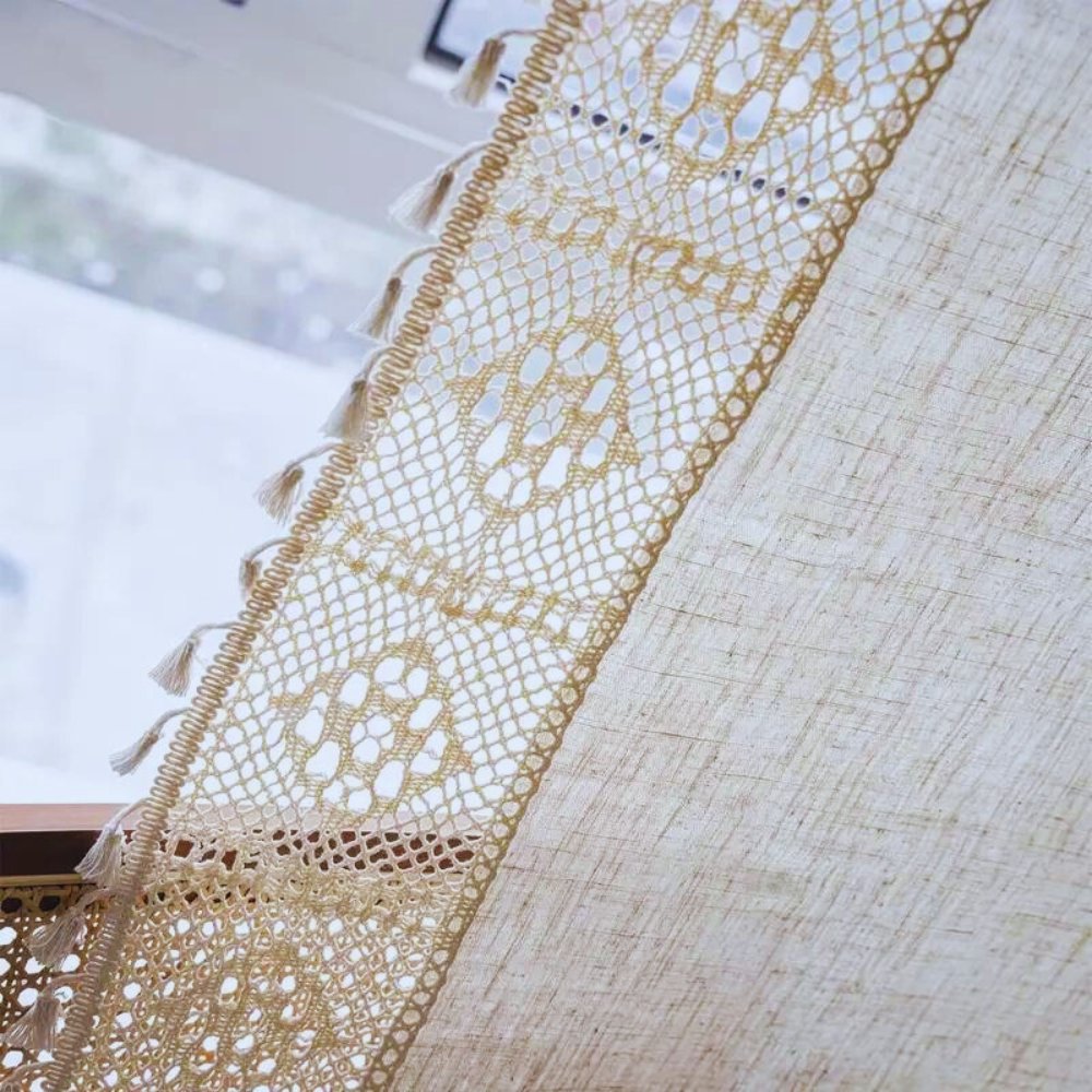 Farmhouse Chic Leinen Geometrischer Vorhang