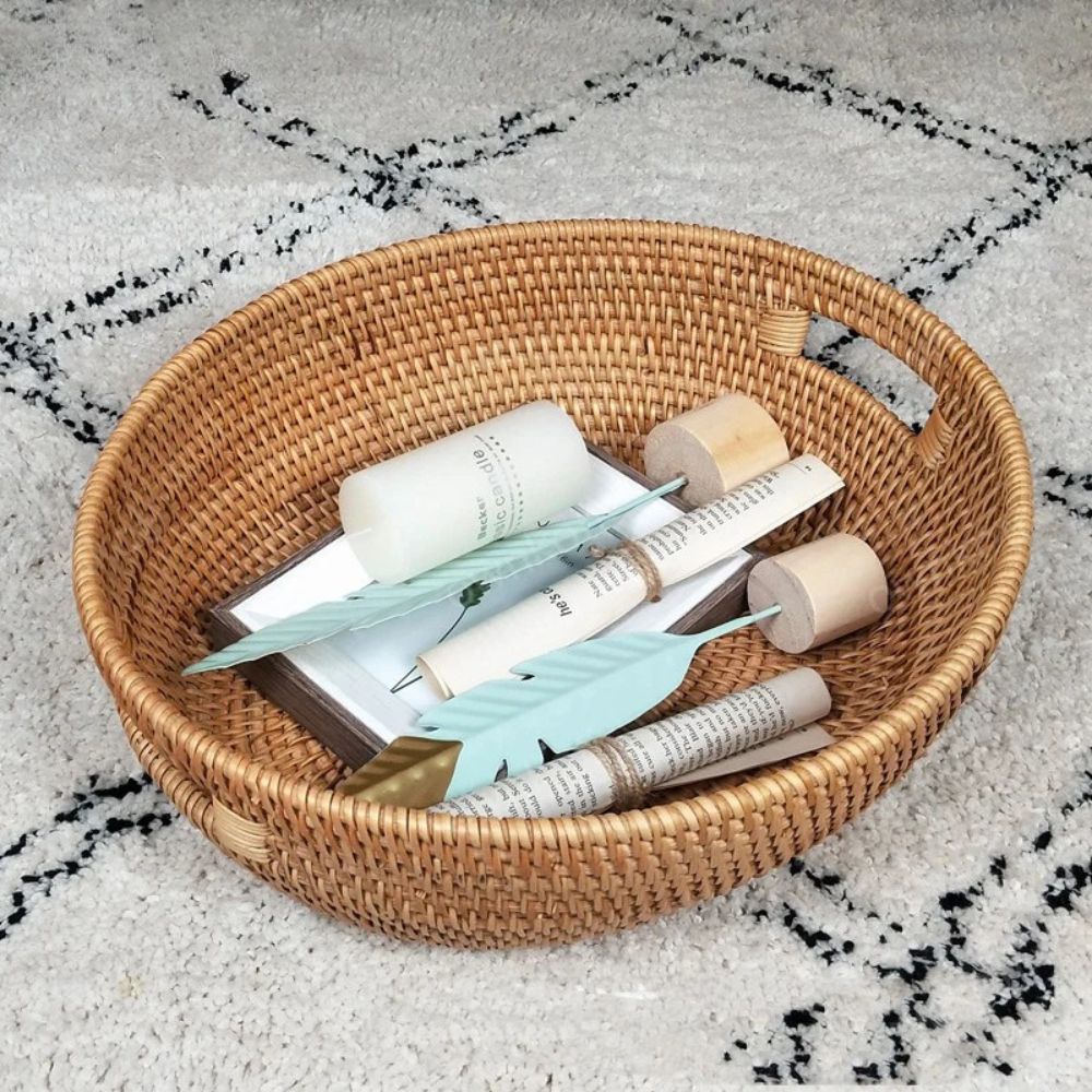 Handgewebtes Rattan Ovales Tablett