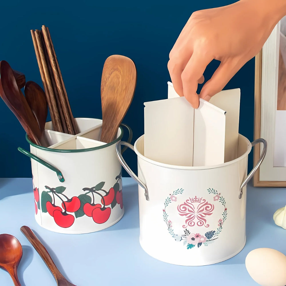 Blumenkorb für Utensilien mit Trenndeckel
