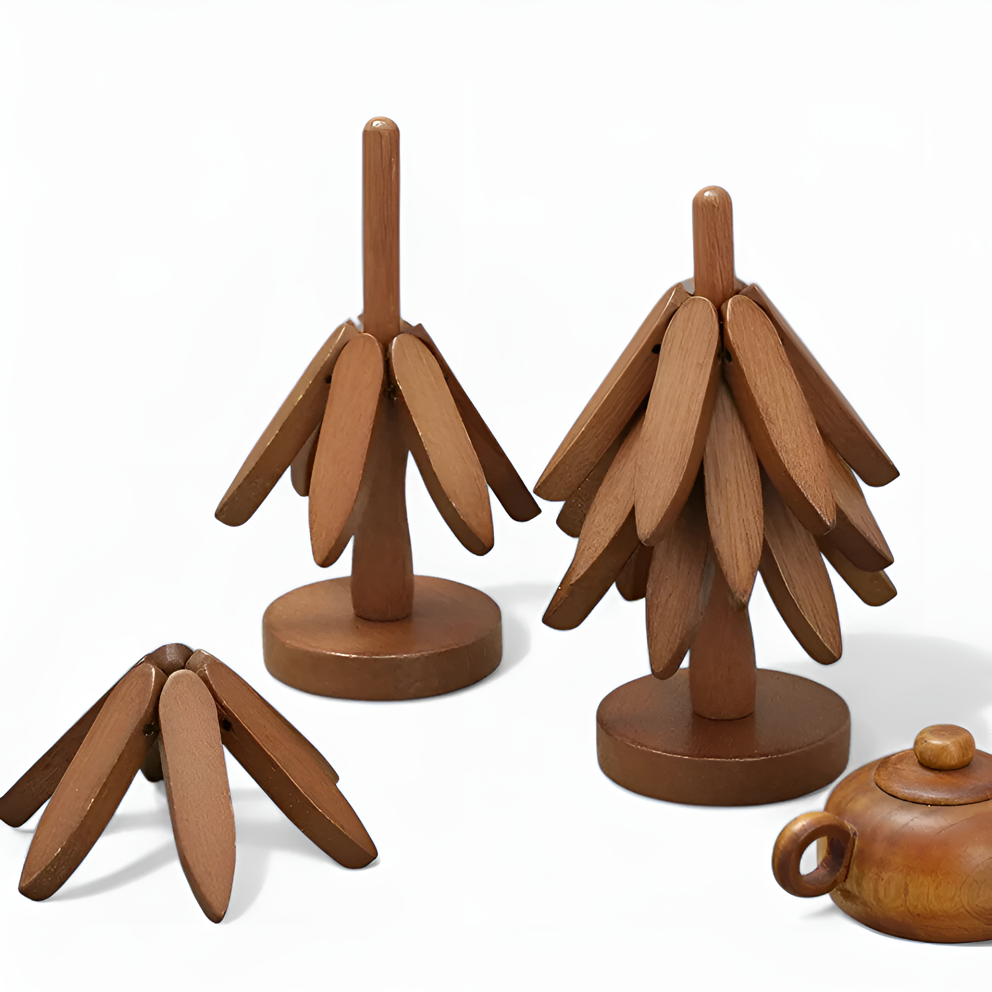 Faltbare Holzuntersetzer | 3-teiliges Set