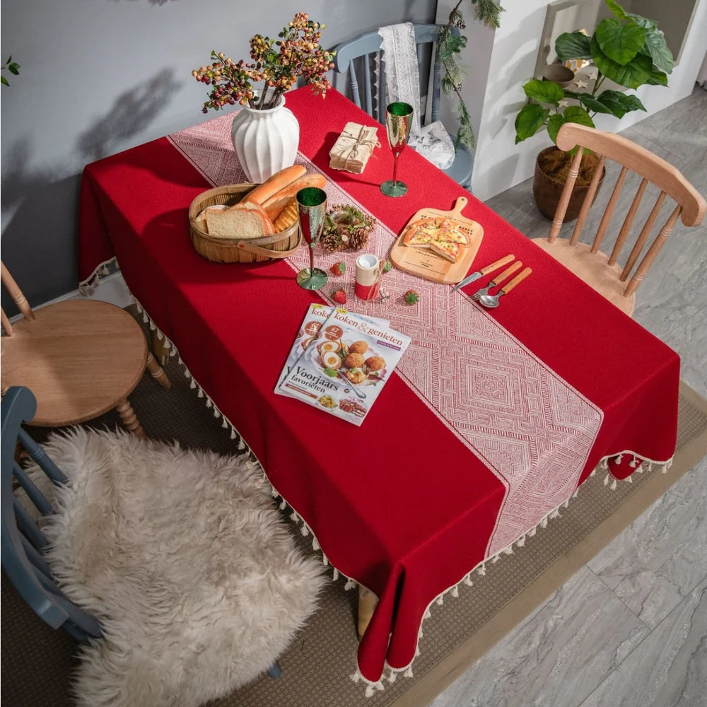 Glisstra Geometrische Quasten-Tischdecke