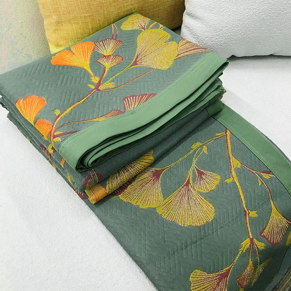 Jacquard Florale Ginkgo-Blätter Wendebettdecke