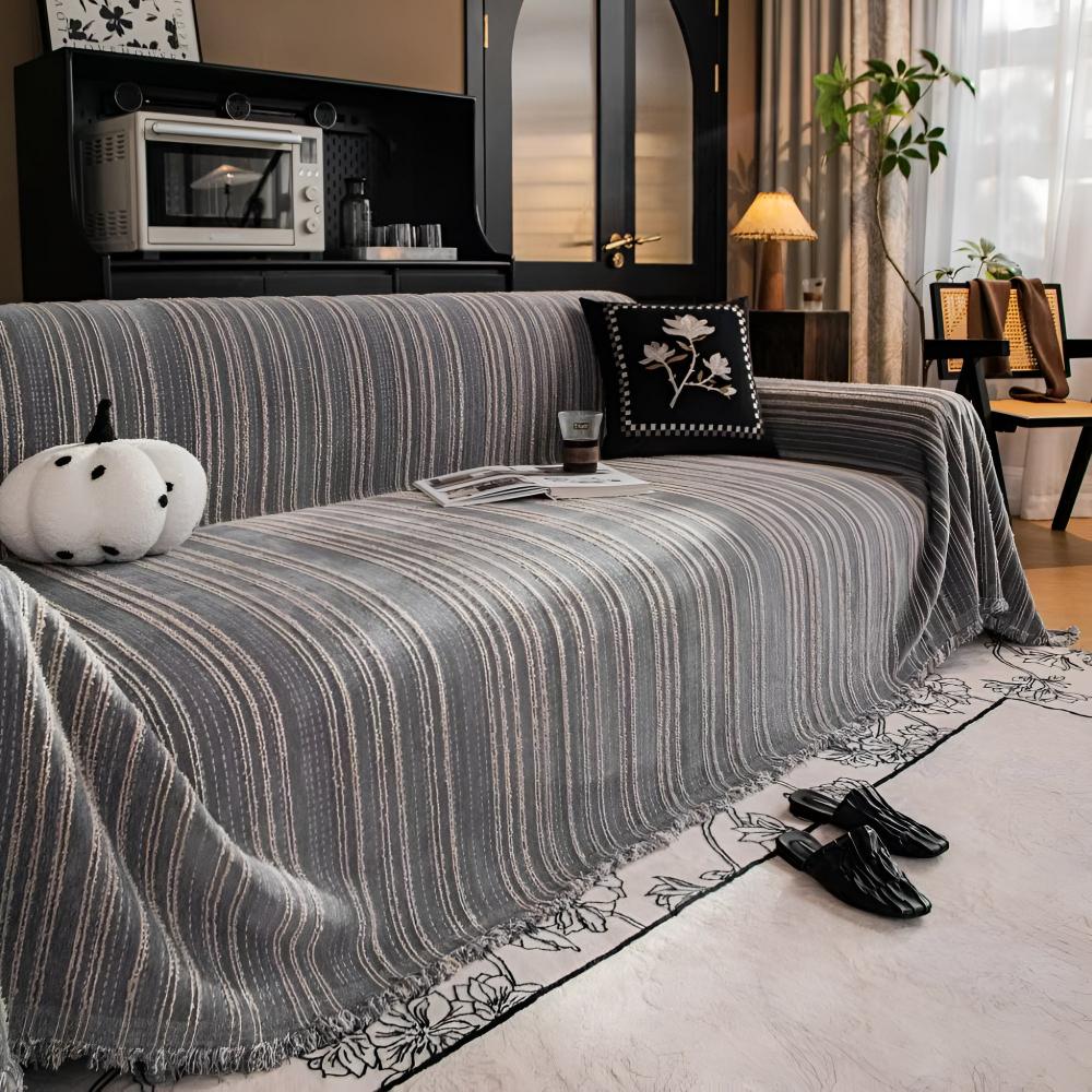 Regal Streifen Chenille Sofaüberwurf