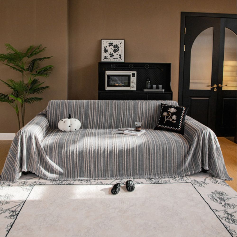 Regal Streifen Chenille Sofaüberwurf