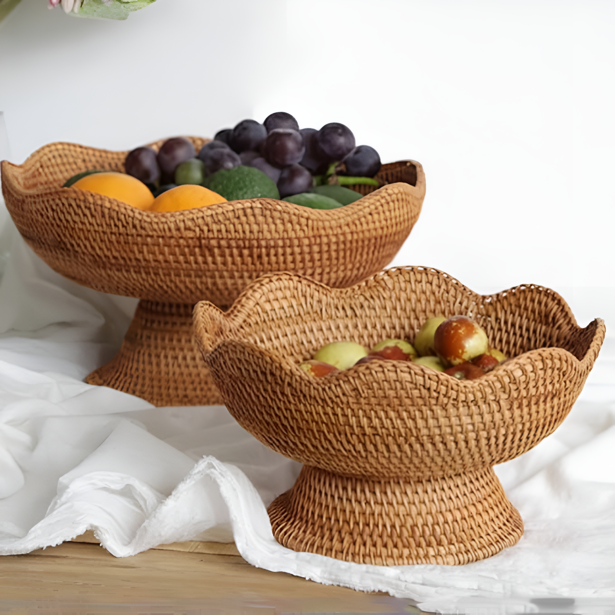 Natürlicher Rattan Handgewebter Obstkorb