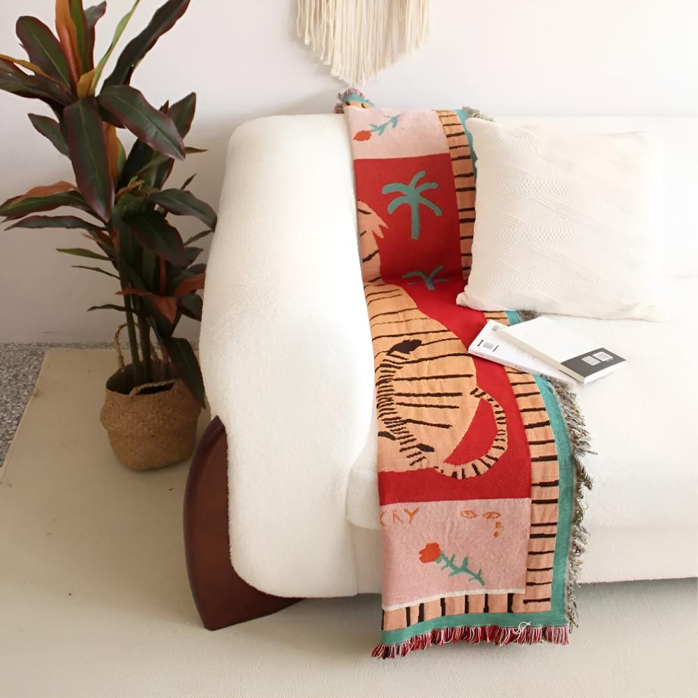 Leoparden-gewebte Quasten-Decke