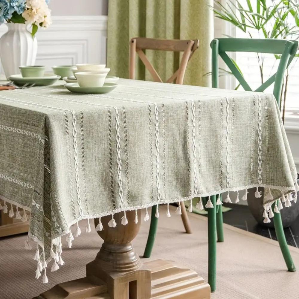 Elegante Baumwoll-Leinen-Tischdecke