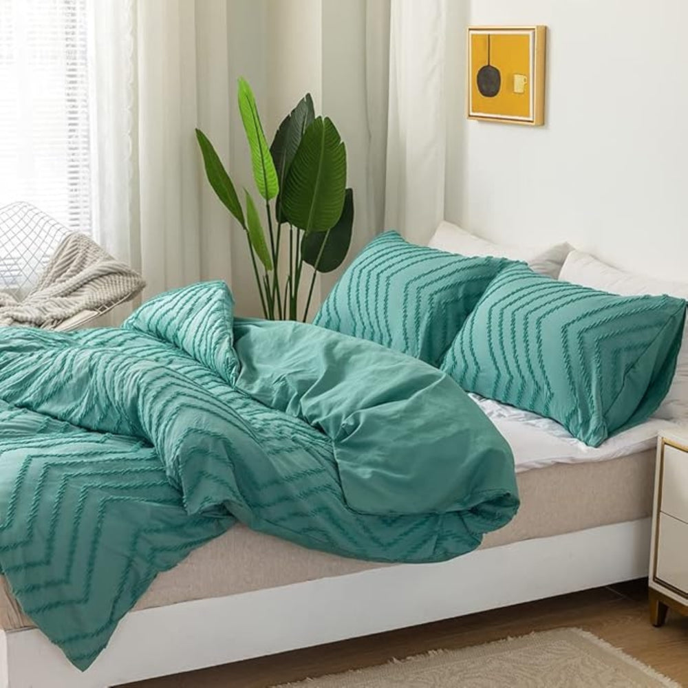 Chevron Plüsch Bettbezug | 3-teiliges Set