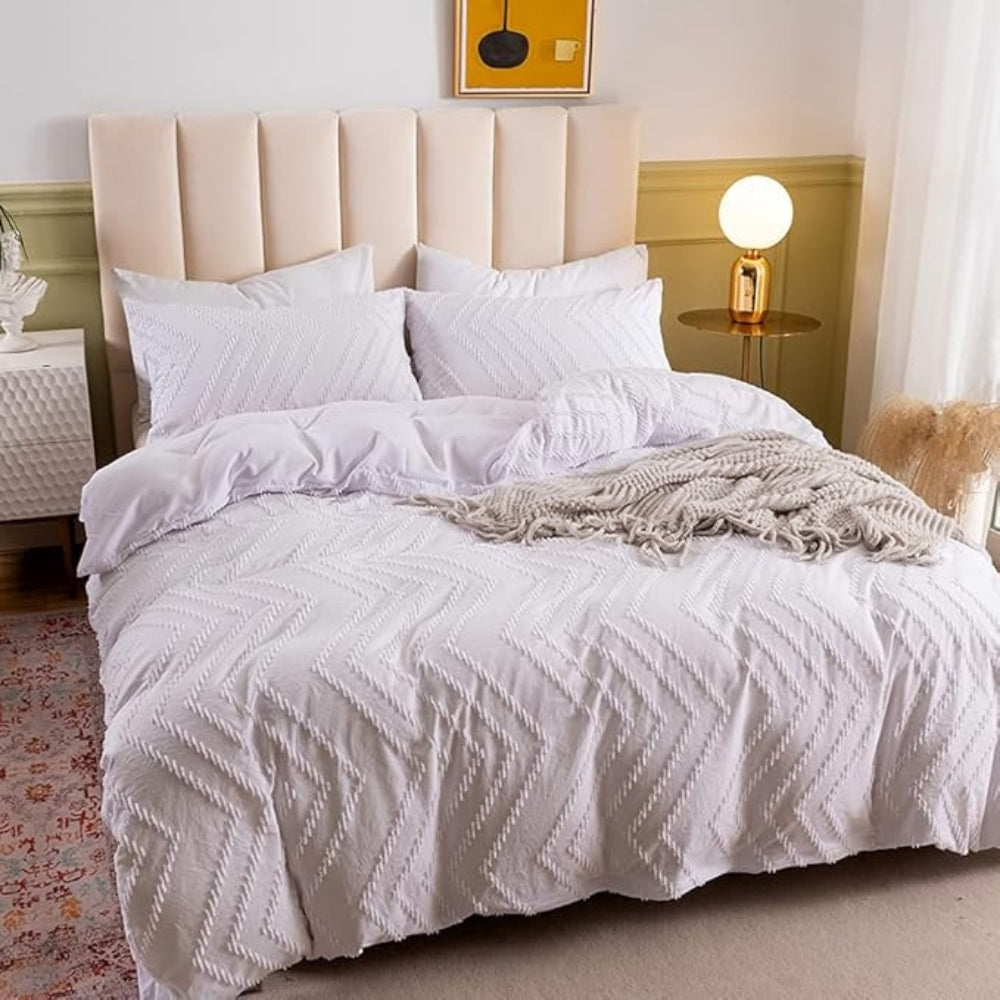 Chevron Plüsch Bettbezug | 3-teiliges Set