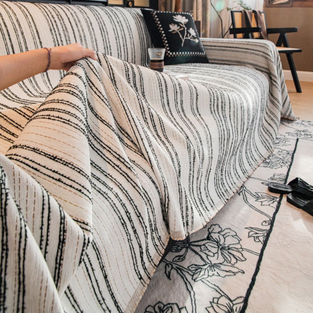 Regal Streifen Chenille Sofaüberwurf