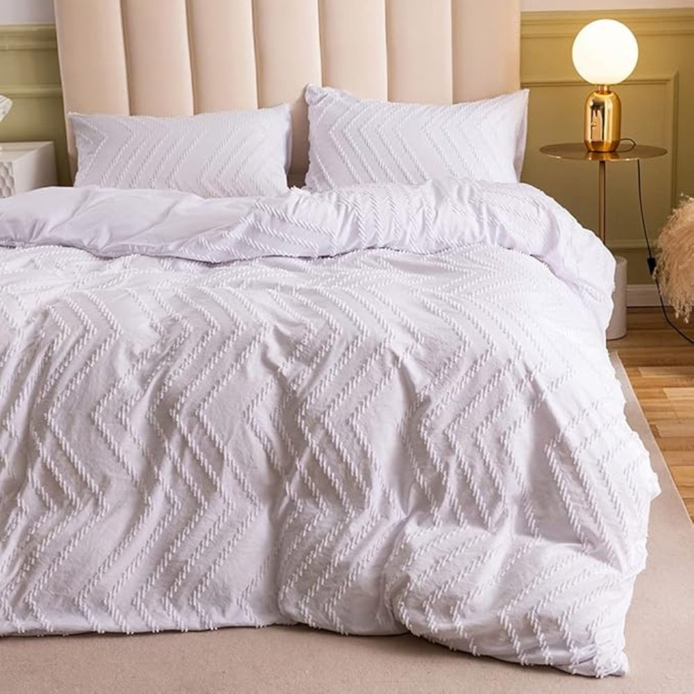 Chevron Plüsch Bettbezug | 3-teiliges Set