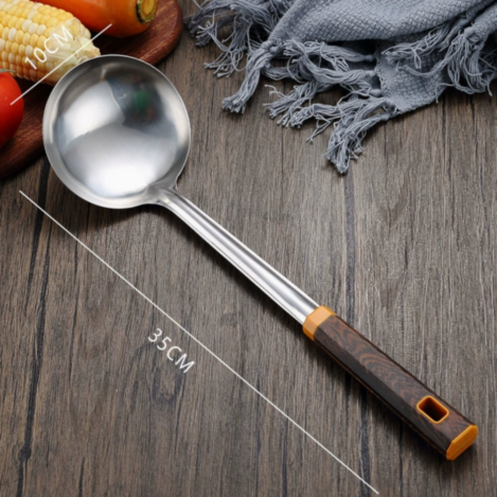 Edelstahl Utensilien mit Holzmaserung | 6-teiliges Set