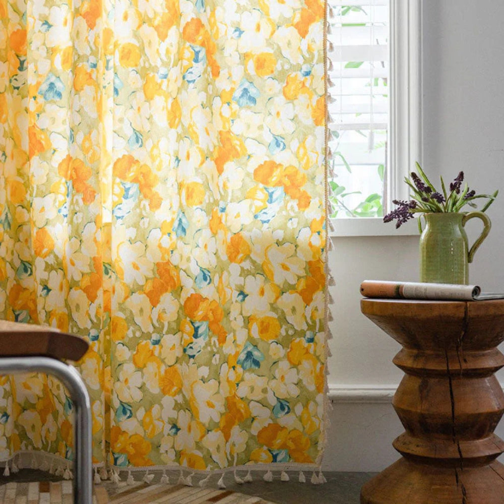 Sonnenschein Blumen Floral Quasten Vorhang