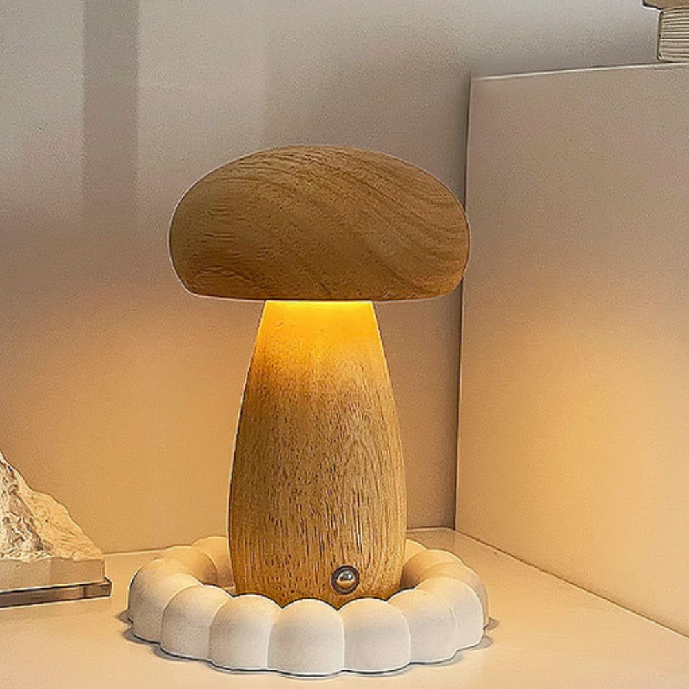 Holz-Pilzlampe