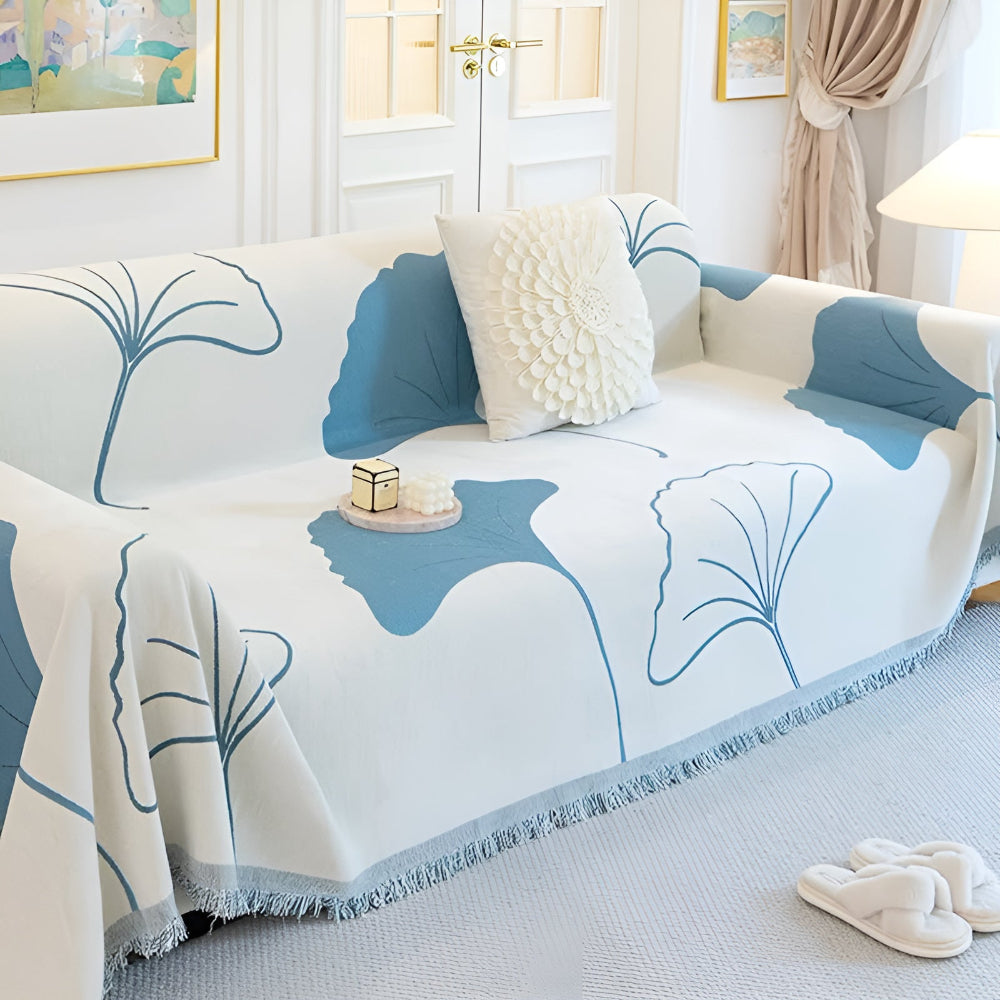 Pastoral Stil Ginkgo Blatt Sofaüberwurf