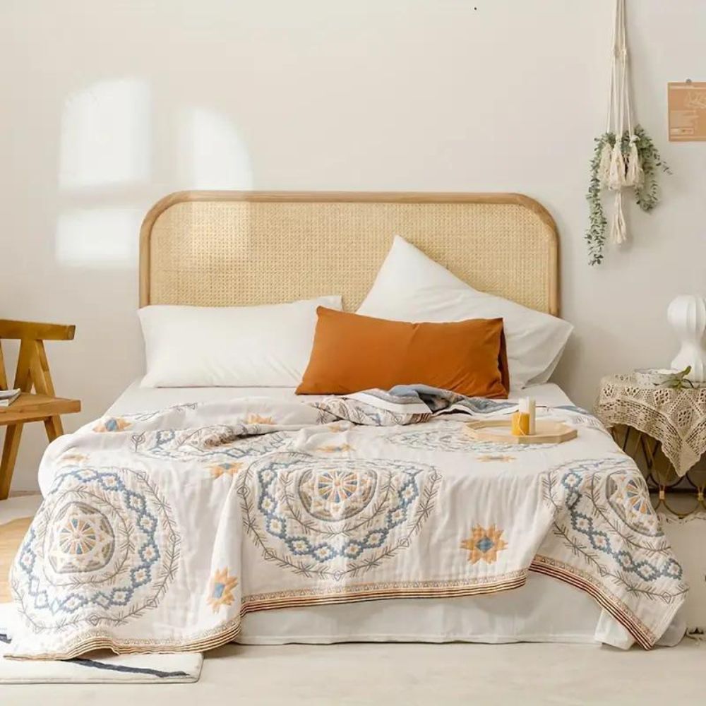 Serene Mandala | Baumwoll-Wurfdecke