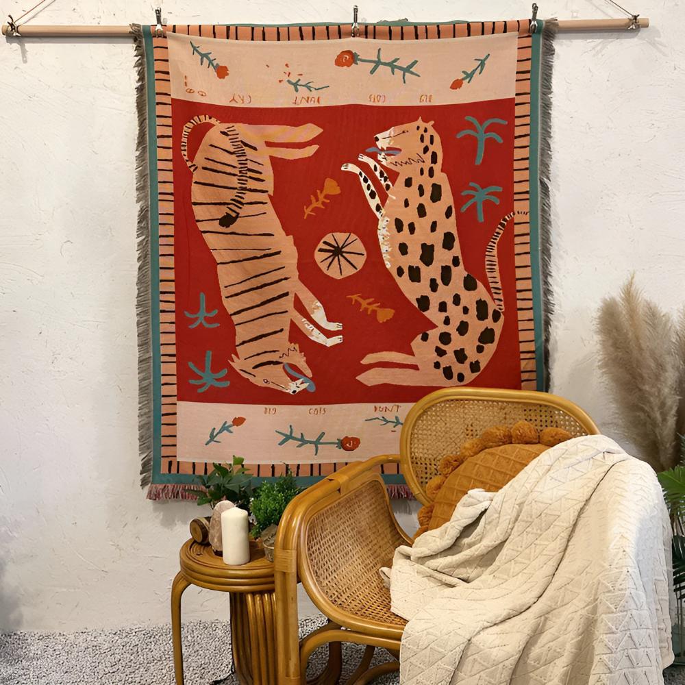 Leoparden-gewebte Quasten-Decke