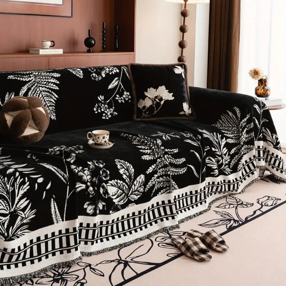 Blätter Floral Chenille Sofaüberwurf