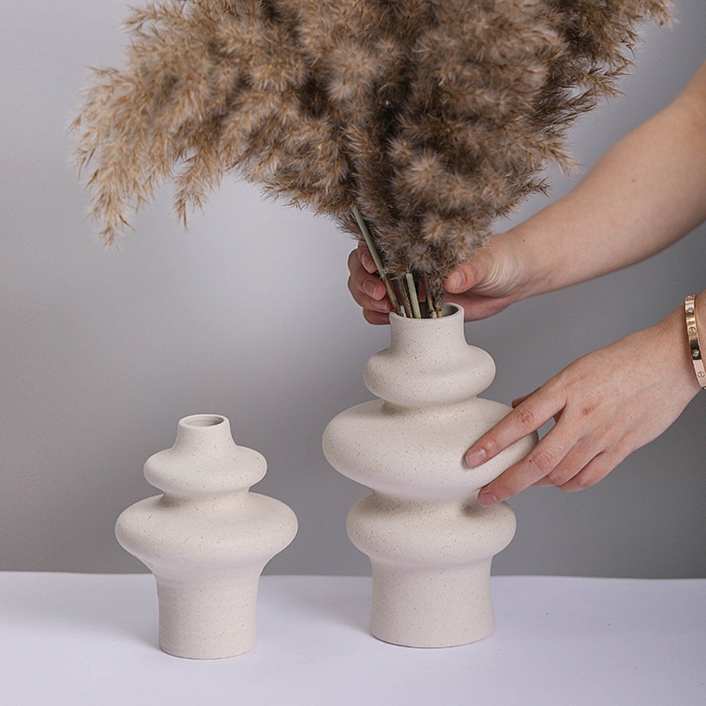 Nordic Beige Keramik Blumen Vase