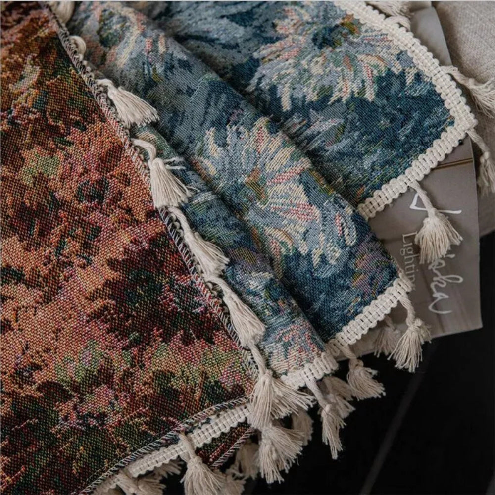 Marineblau Floral Quasten Vorhänge