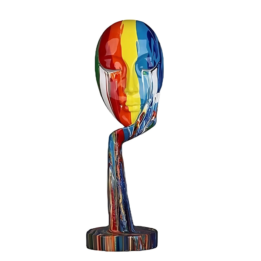 Bunte Kunstskulptur der weiblichen Denkerin