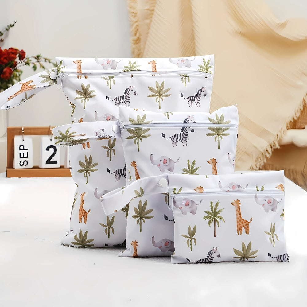 Baby Zoo Safari Druck Wiederverwendbare Nass-Trocken-Tasche | 3er Set