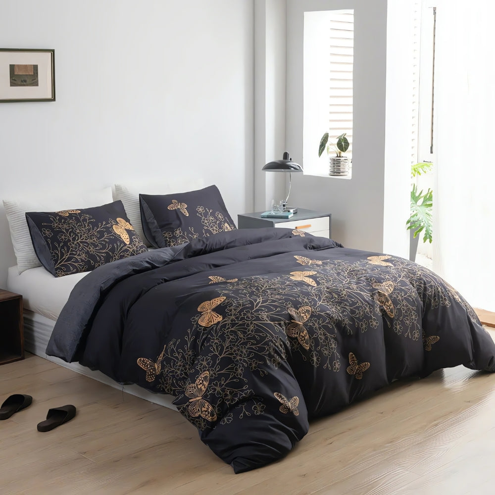 Valora Midnight Butterfly Bettbezug | 3-teiliges Set