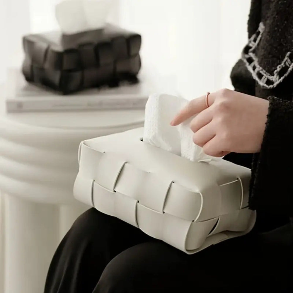 Geflochtener veganer Leder Taschentuchhalter
