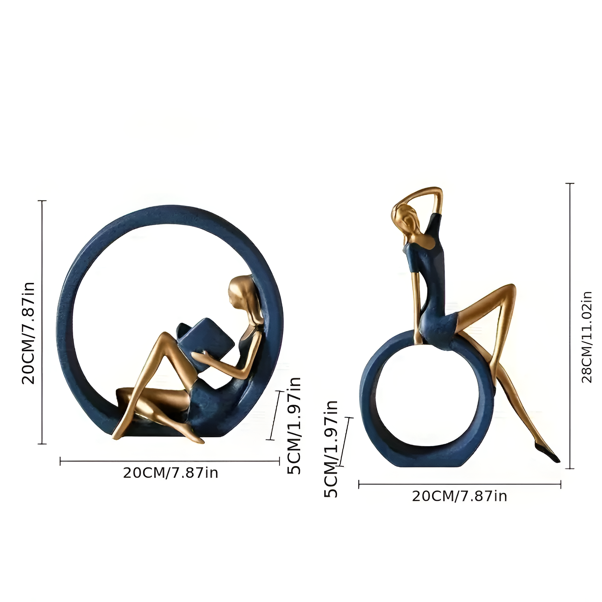 Elegante Resin Lady Statuen | 2er Set