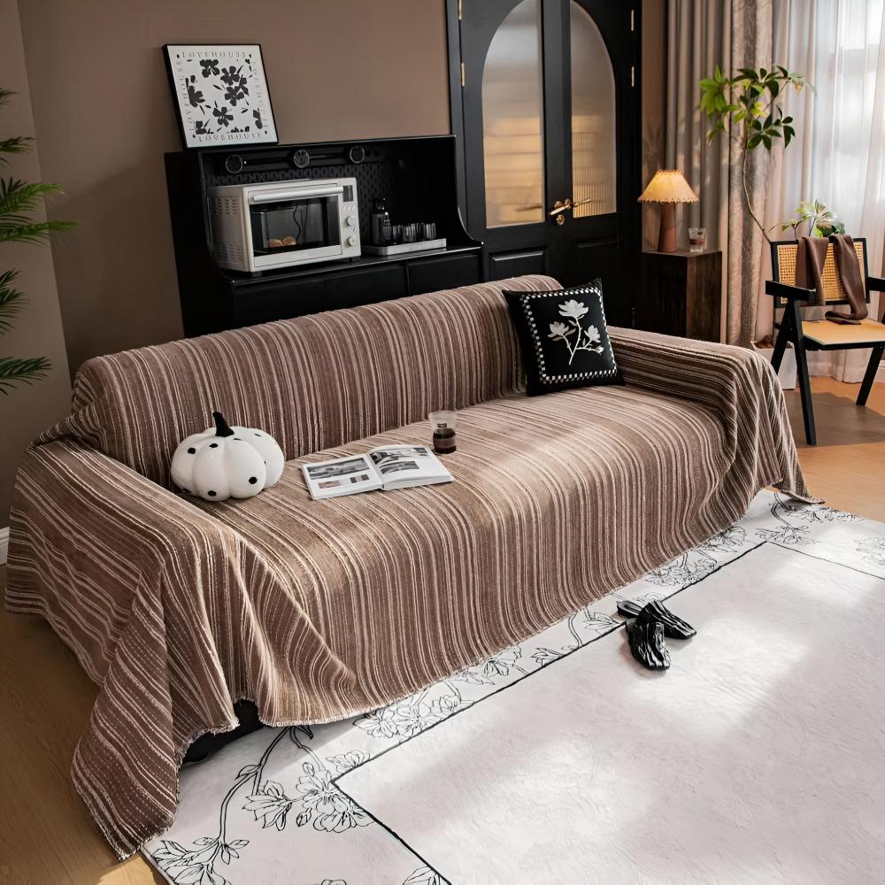 Regal Streifen Chenille Sofaüberwurf
