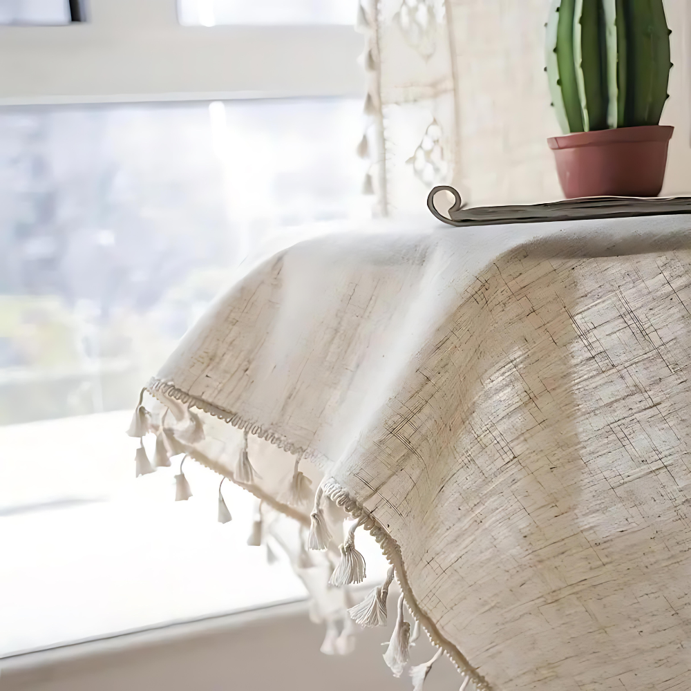 Farmhouse Chic Leinen Geometrischer Vorhang