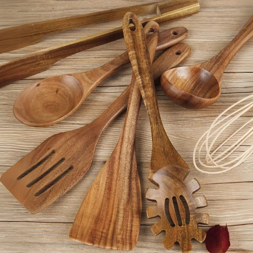 Premium Holzkochutensilien | 7 Sets