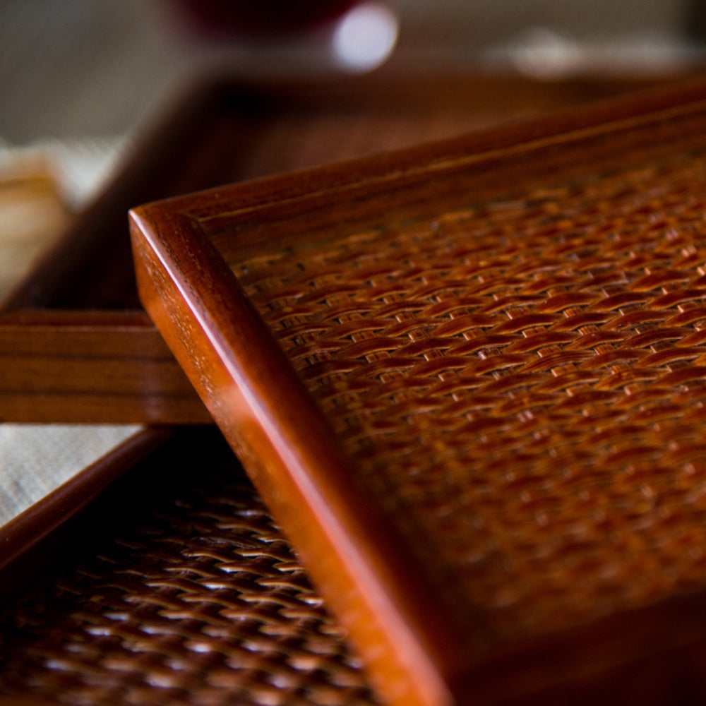 Handgefertigtes Rattan Holz Tee Tablett