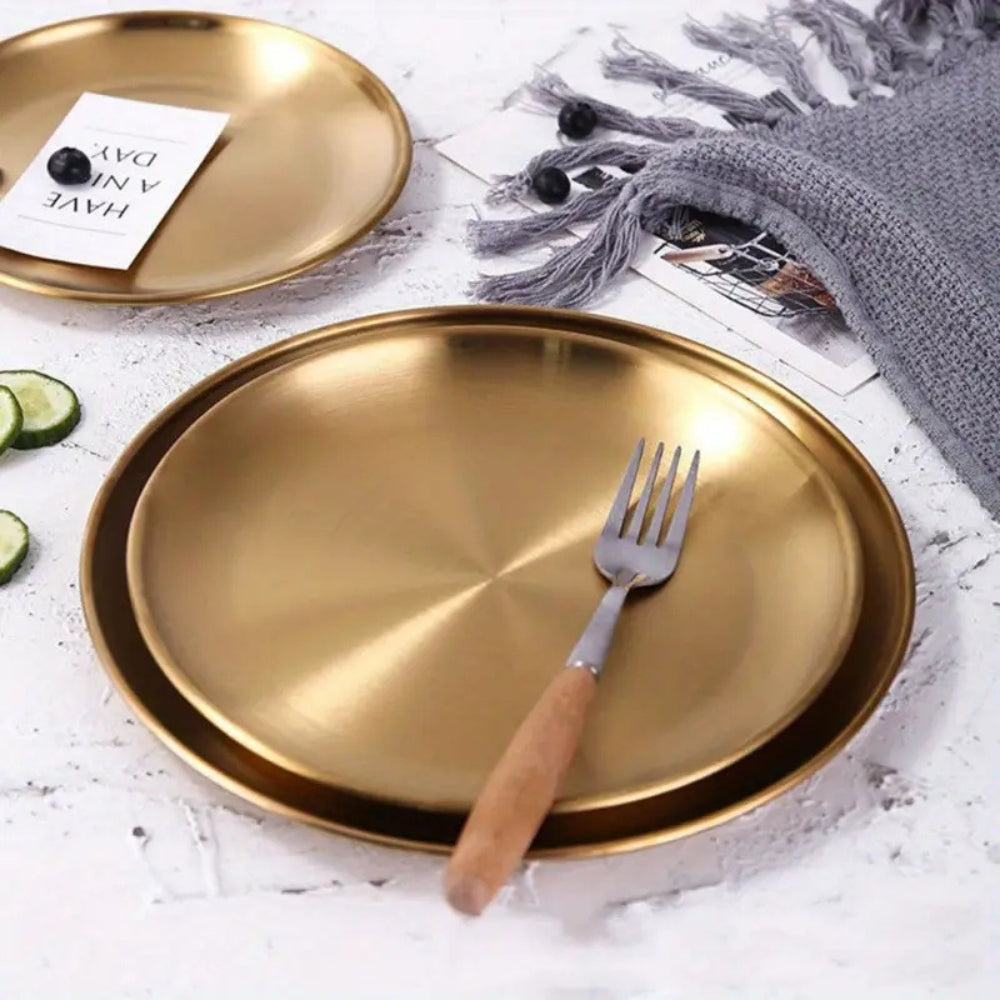Glänzende Goldene Edelstahl Servierplatten