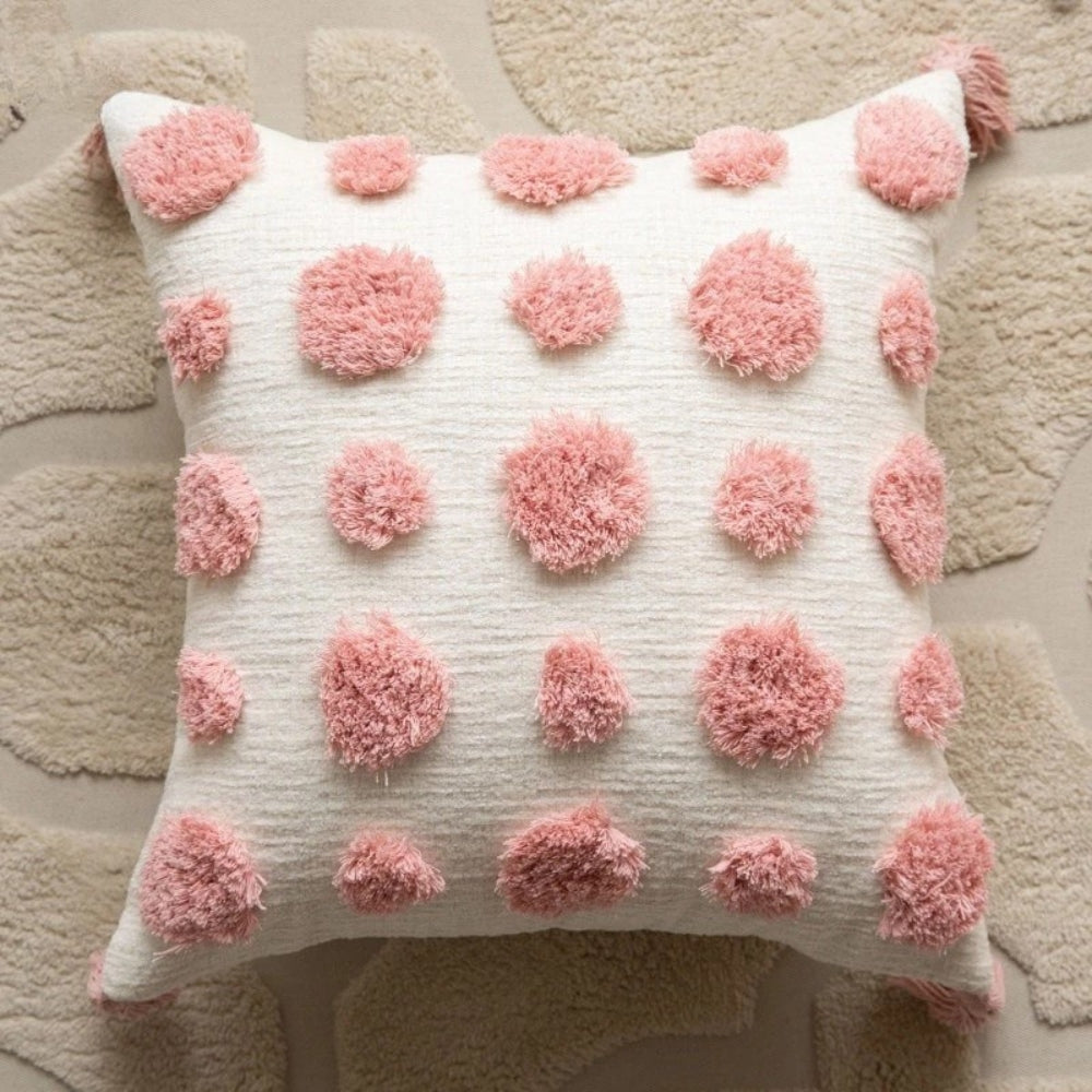 Quastenverzierte Boho-Blumen-Kissen