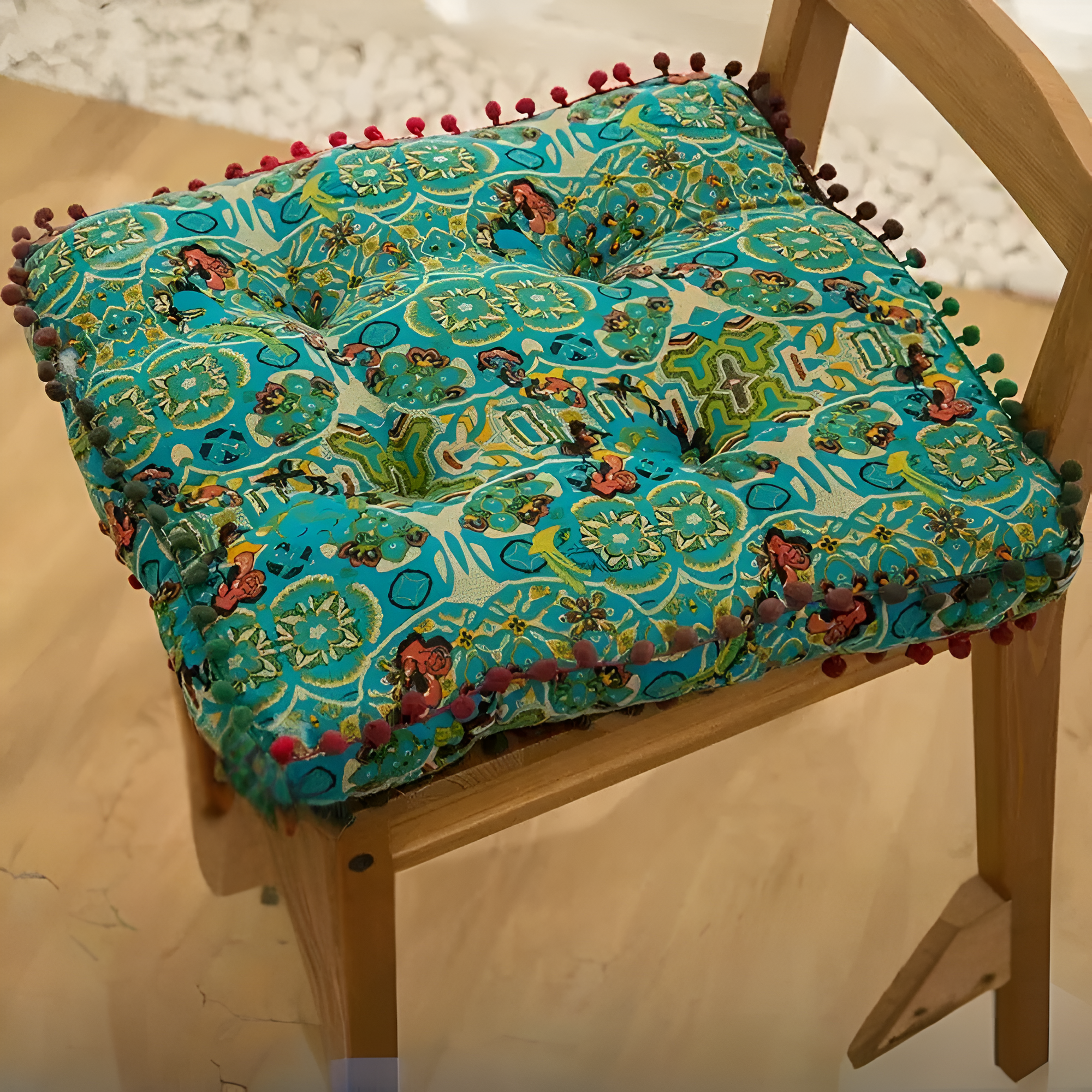 Bohemian Besticktes Bodenkissen