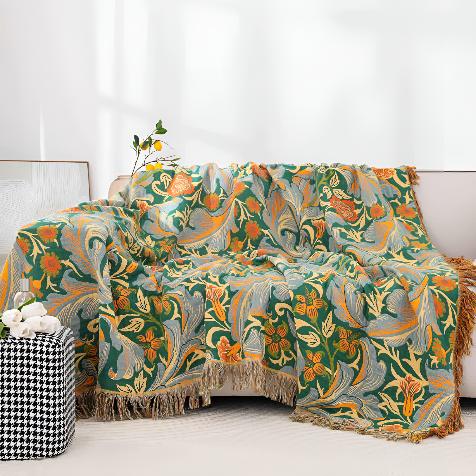 Vintage Blumen Tapisserie Decke