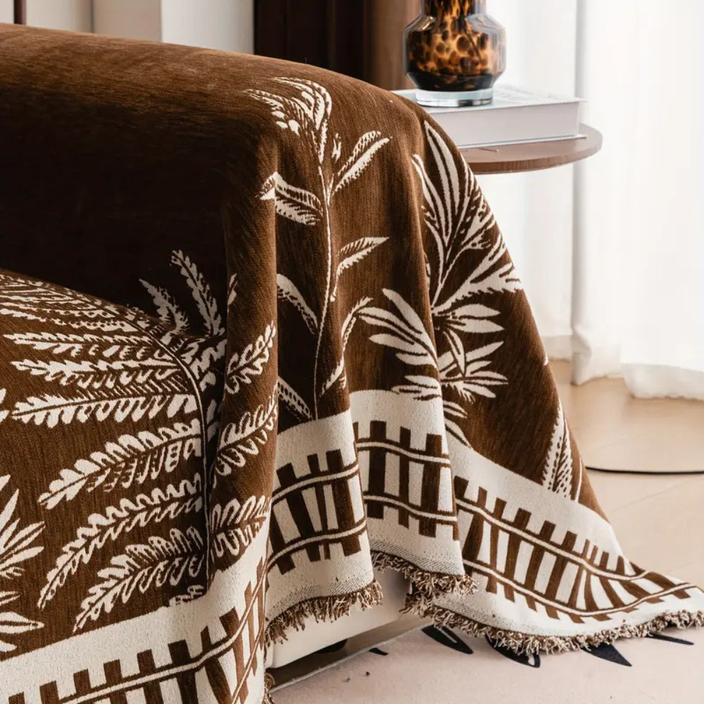 Blätter Floral Chenille Sofaüberwurf